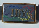 Schnalle Rahmen mit Acrylfllung, Buchstaben eingelassen,Edelstahl galvanisch vergoldet.