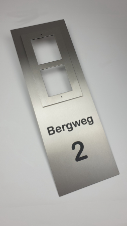 Edelstahlplatten passend fr Hikvision und Abus Trstationen, Lasergravur, der aufgesetzte Rahmen ist nicht enthalten