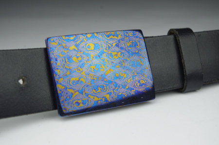 Titan Damast Grtelschnalle rechteckig rostfrei