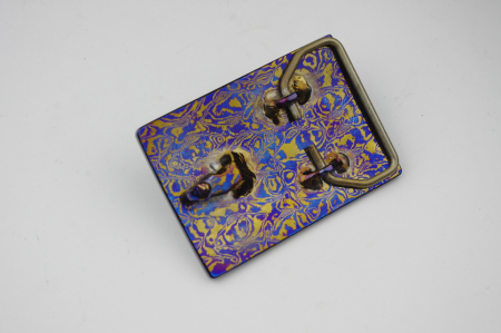 Titan Damast Grtelschnalle rechteckig rostfrei