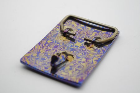 Titan Damast Grtelschnalle rechteckig rostfrei