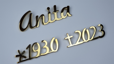 Edelstahl Grabschrift Hochglanz Poliert und vergoldet