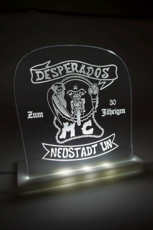 Acrylglas LED Leuchtschild mit Lasergravur