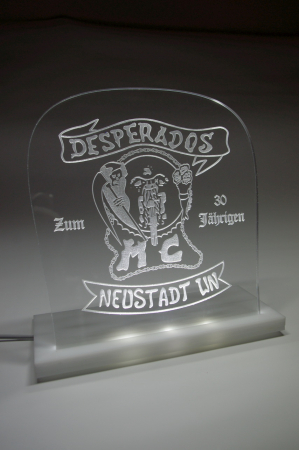 Acrylglas LED Leuchtschild mit Lasergravur