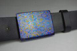 Titan Damast Grtelschnalle rechteckig rostfrei